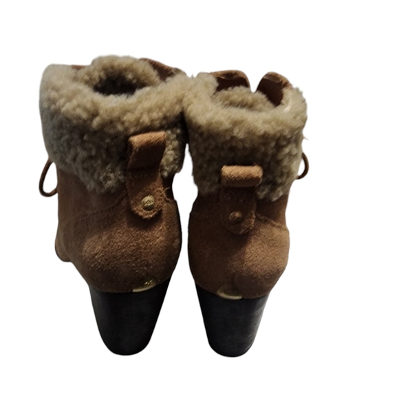 UGG Chestnut Lace Up Analise Heeled Suede Chunky Heel  Ankle Boot - Picture 6 of 9
